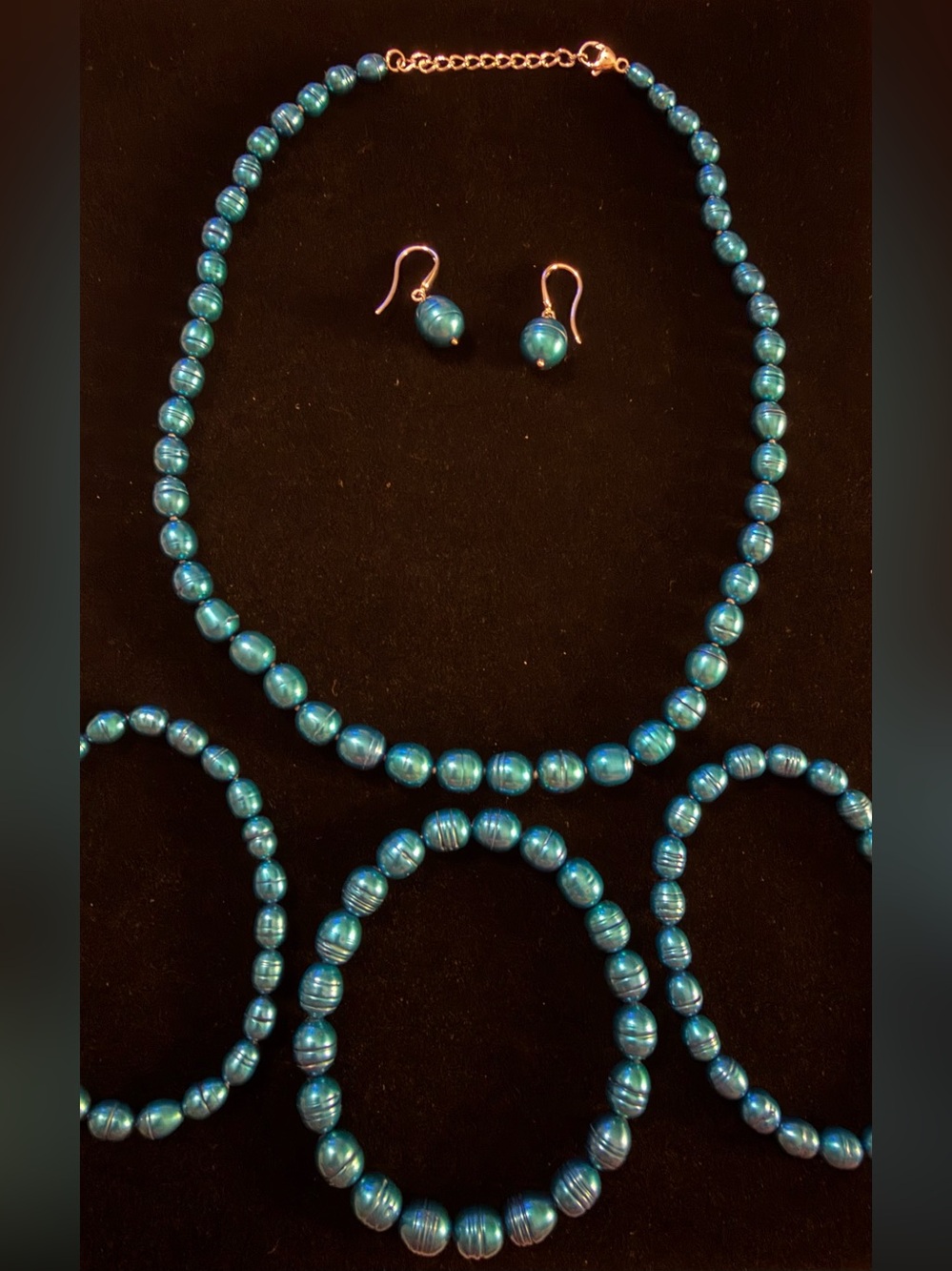 Honora cultured Blue Pearl Bead Necklace, Bracelet & Earring Set -